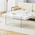 Rectangular Coffee Table with Tempered Glass Legs - Wooden Side and Center Tables for Living Room and Reception Area