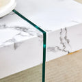 Rectangular Coffee Table with Tempered Glass Legs - Wooden Side and Center Tables for Living Room and Reception Area