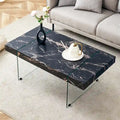 Rectangular Coffee Table with Tempered Glass Legs - Wooden Side and Center Tables for Living Room and Reception Area