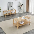 39-Inch Coffee Table with Two-Tier Design and Rubberwood Legs