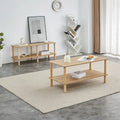 39-Inch Coffee Table with Two-Tier Design and Rubberwood Legs