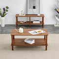 39-Inch Coffee Table with Two-Tier Design and Rubberwood Legs