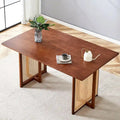 59-Inch Retro Rubberwood Table with Walnut Finish