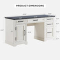 58-Inch Large Office Desk with Drawers and Embossed Texture