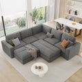 Corduroy Modular Sectional Sofa Bed with Recliner and 2 Movable Ottomans – Perfect for Living Rooms
