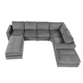 Corduroy Modular Sectional Sofa Bed with Recliner and 2 Movable Ottomans – Perfect for Living Rooms