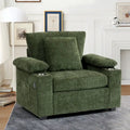 Chenille Oversized Chair Set with Ottoman and USB Charging Port