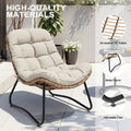 3-Piece Outdoor Cushioned Papasan Chair Set: Double Loveseat with Two Single Chairs - See Image