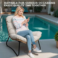 3-Piece Outdoor Cushioned Papasan Chair Set: Double Loveseat with Two Single Chairs - See Image