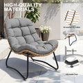3-Piece Outdoor Cushioned Papasan Chair Set: Double Loveseat with Two Single Chairs - See Image
