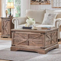 Rustic Square Wood Coffee Table for Living Room - Farmhouse Style