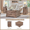 Rustic Square Wood Coffee Table for Living Room - Farmhouse Style