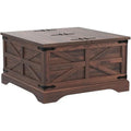 Rustic Square Wood Coffee Table for Living Room - Farmhouse Style