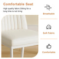 Set of 4 Modern Leather Upholstered Dining Chairs with Vertical Striped Backrest and Metal Legs