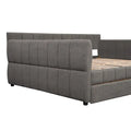 Upholstered Queen Size Daybed Sofa Bed with USB Ports and 2 Drawers - Vertical Stripes Recliner Loveseat Chaise Lounge