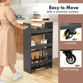 Costway 4-Tier Slim Rolling Kitchen Cart with Wheels - 8 Storage Compartments