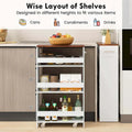 Costway 4-Tier Slim Rolling Kitchen Cart with Wheels - 8 Storage Compartments
