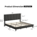 Sturdy Wooden Slat Linen Upholstered Platform Bed Frame