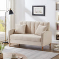 Contemporary Velvet Tufted Loveseat for Small Living Spaces - Beige Upholstered Sofa