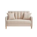 Contemporary Velvet Tufted Loveseat for Small Living Spaces - Beige Upholstered Sofa