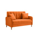 Contemporary Velvet Tufted Loveseat for Small Living Spaces - Beige Upholstered Sofa