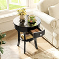 Costway Round 2-Tier Side Table - Versatile Nightstand for Bedroom and Living Room