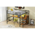 Complete Loft Bed Set with Desk, Storage Staircase, Compact Wardrobe, and LED Lighting
