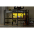 Complete Loft Bed Set with Desk, Storage Staircase, Compact Wardrobe, and LED Lighting