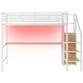 Complete Loft Bed Set with Desk, Storage Staircase, Compact Wardrobe, and LED Lighting