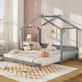 Gymax Twin to King Wooden House Bed Daybed with Safety Rails & Customizable Design