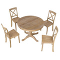 5-Piece Modern Dining Set for 4: Round Table with 4 Kitchen Chairs