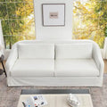 KINWELL 90W Linen Slipcovered 3-Seater Sofa with Skirt and 4 Pillows