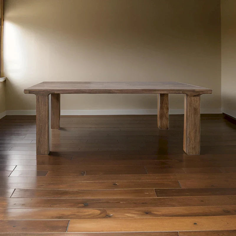 Okai 87-Inch Rectangular Dining Table - Rustic Brown Solid Mango Wood