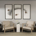 Handcrafted Amber Accent Chair with Slatted Mango Wood, Buffalo Leather Cushions, and Angled Legs