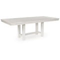 Fleur White Wood Dining Table with 2 Extendable Leaves, Adjustable from 62 to 86 Inches