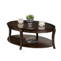 Orio 49-Inch Oval Brown Wood Coffee Table with Open Shelves