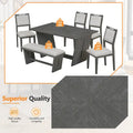 6-Piece Wooden Dining Set: Rectangular Table with 4 Upholstered Chairs and 1 Bench
