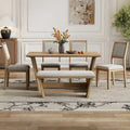 6-Piece Wooden Dining Set: Rectangular Table with 4 Upholstered Chairs and 1 Bench
