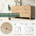 Modern 6 Drawer Dresser with Fluted Front and Metal Handles