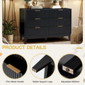EROMMY Mid-Century Modern 6-Drawer Fluted Dresser - Wide Chest with Metal Handles for Bedroom and Living Room