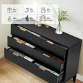 Modern 6 Drawer Dresser with Fluted Front and Metal Handles