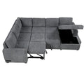 Roomfitters U-Shaped Sectional Sofa with Pull-Out Bed, Storage Chaise Lounge, and Integrated Charging Ports for Living Room