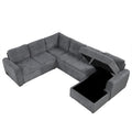 Roomfitters U-Shaped Sectional Sofa with Pull-Out Bed, Storage Chaise Lounge, and Integrated Charging Ports for Living Room
