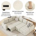 Roomfitters U-Shaped Sectional Sofa with Pull-Out Bed, Storage Chaise Lounge, and Integrated Charging Ports for Living Room