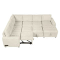 Roomfitters U-Shaped Sectional Sofa with Pull-Out Bed, Storage Chaise Lounge, and Integrated Charging Ports for Living Room