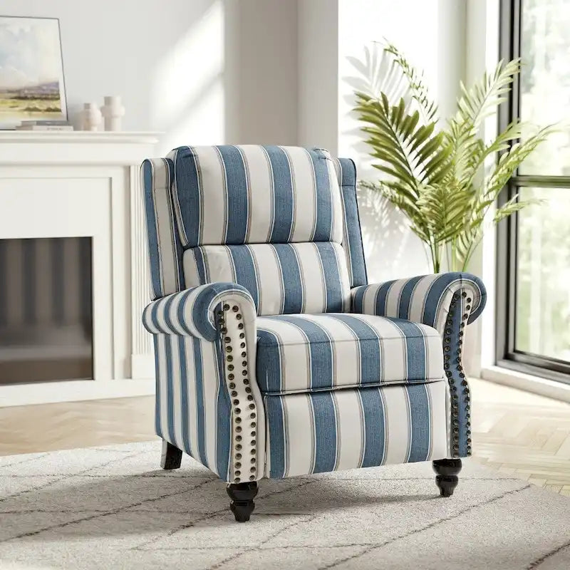 Nail-Head Trimmed Pushback Recliner with Padded Seat