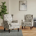 Pair of Stylish Upholstered Accent Chairs with Patterns for Living Room