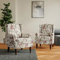 Pair of Stylish Upholstered Accent Chairs with Patterns for Living Room