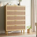 Rattan 5-Drawer Dresser for Bedroom and Hallway