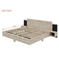 Modern King Size Wooden Floating Bed Frame with Nightstand and LED - Slatted Support Design